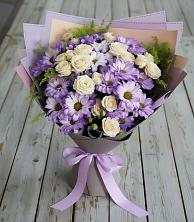 Букет цветов из:  Хризантемы и Розы в Белоярском Ханты-Мансийского АО